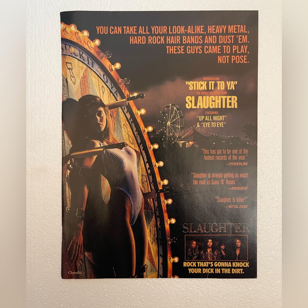 Slaughter ‘Stick It to Ya' Wall Art pinup - Black & Gold